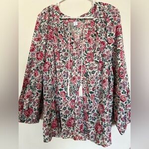 Old Navy large prarie/cottage core bohemian pop over floral blouse